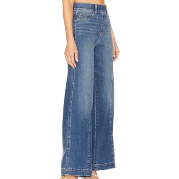 Spanx seam front wide leg pull on slimming denim jeans NWT sz M tall L34" sz M - Picture 10 of 13